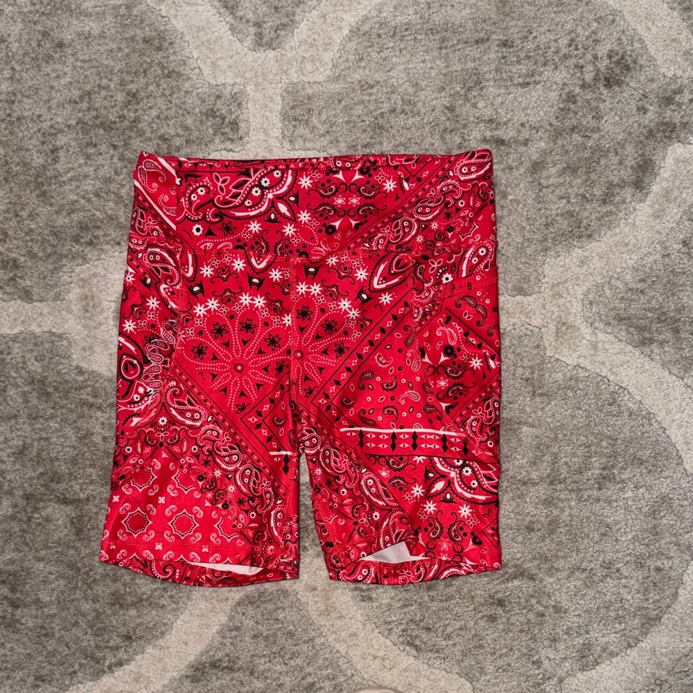 Bebe Red Bandana Print Shorts